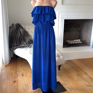 Suzi Chin Blue Ruffle Top Dress